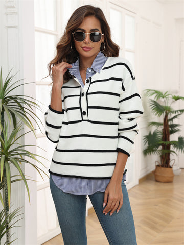 ZAFUL Women's Striped Long Sleeve Sweater Casual Top