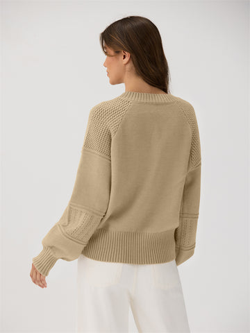 ZAFUL Women's Sweater Fall Trendy Long Sleeve V Neck Loose Casual Tunic Tops