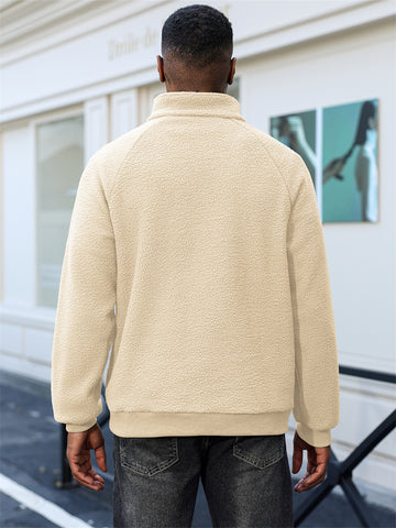 ZAFUL Men's Fluffy Polar Fleece Sweatshirt Half Zip Unisex Hoodie