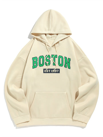 ZAFUL Men's Hoodie Long Sleeves Letter Print Sweatshirt with Pockets