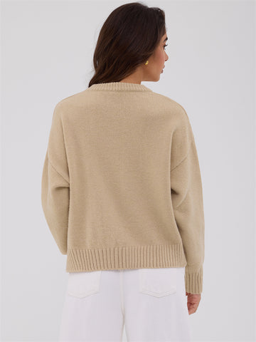 ZAFUL Sweater for Women Long Sleeve Crewneck Fall Loose Fit Pullover