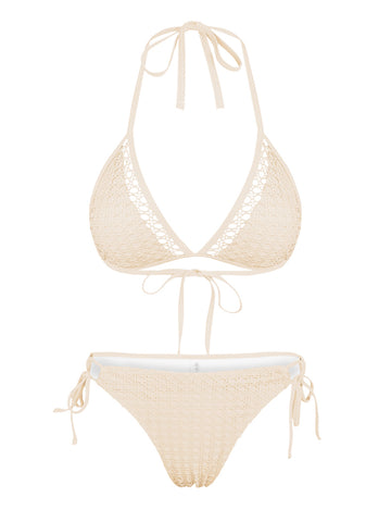 Halter Crochet Triangle Bikini Set