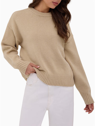 ZAFUL Sweater for Women Long Sleeve Crewneck Fall Loose Fit Pullover