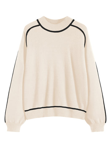 ZAFUL Womens Round Neck Top Long Sleeve Sweater Casual Pullover