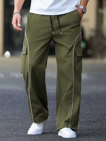 Drawstring Elastic Waist Parachute Cargo Sweatpants