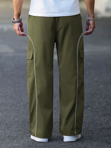 Drawstring Elastic Waist Parachute Cargo Sweatpants