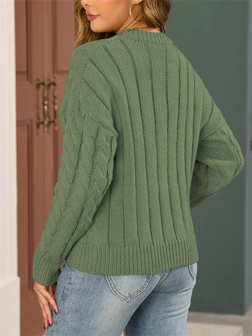 ZAFUL Sweater Long Sleeve Crewneck Oversized Sweater Fuzzy Knitted Pullover Tops