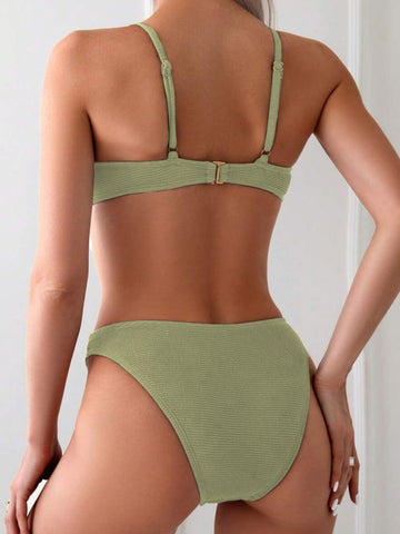Sexy Triangle Bikini Set O Ring Linked Two Piece Swimsuits