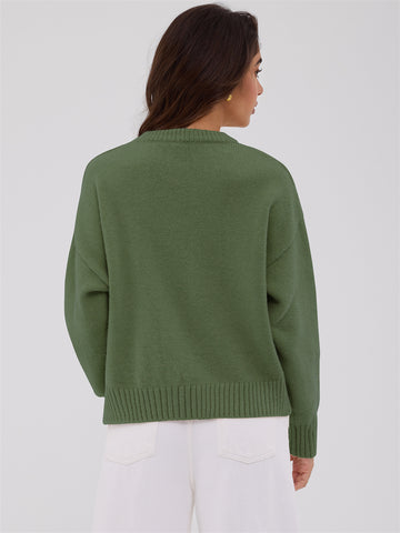ZAFUL Sweater for Women Long Sleeve Crewneck Fall Loose Fit Pullover