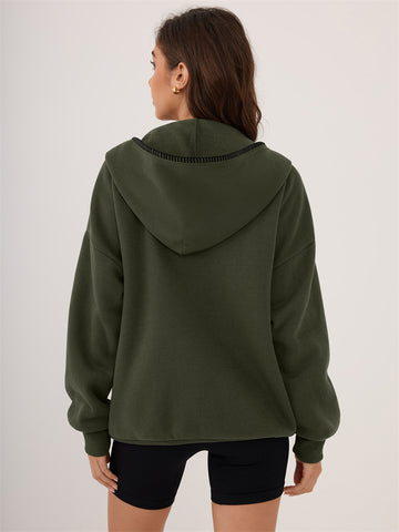 ZAFUL Women's Zip Up Hoodie Long Sleeve Sweatshirt Fall Outfit