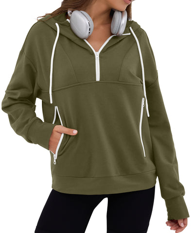 ZAFUL Women's Half Zipper Hooded Sweatshirt