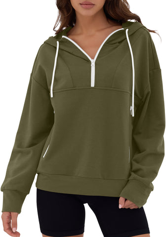 ZAFUL Women's Half Zipper Hooded Sweatshirt