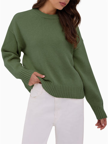 ZAFUL Sweater for Women Long Sleeve Crewneck Fall Loose Fit Pullover