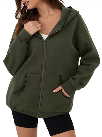 ZAFUL Women's Zip Up Hoodie Long Sleeve Sweatshirt Fall Outfit