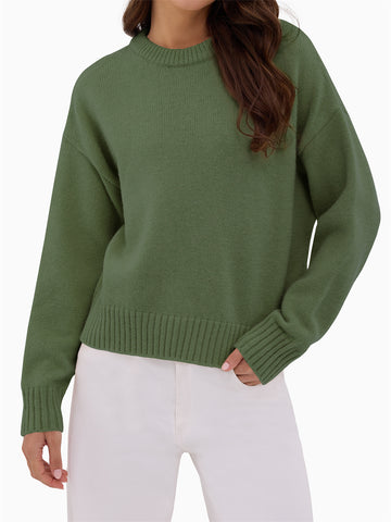 ZAFUL Sweater for Women Long Sleeve Crewneck Fall Loose Fit Pullover