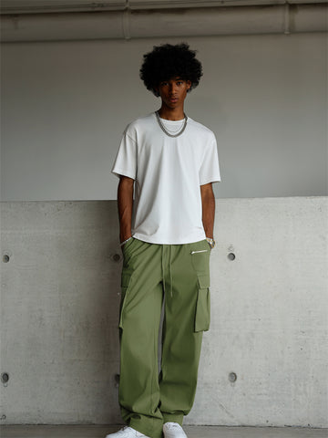 ZAFUL Men's Casual Cargo Pants Drawstring Elastic Waist Pants Loose Fit Joggers with Zip Pockets for Streetwear
