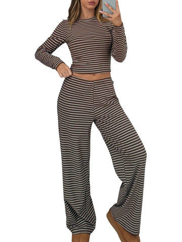Comfy Striped Loungewear Two-Piece Outfit