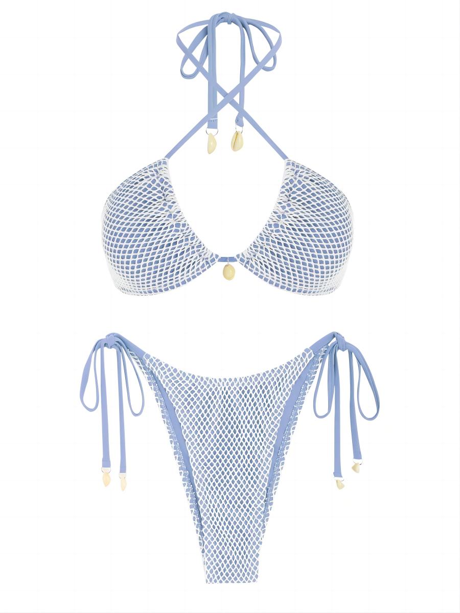 Bandeau-Halter-String-Bikini-Light Blue