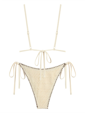 ZAFUL Women's Sexy Triangle Bikini Set 2025 Crochet Tie Side String Cheeky Swimsuit 2 Piece Bathing Suits