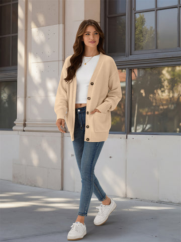 ZAFUL Women's Cardigan Trendy Button down Knit Sweaters Open Front Fall Casual Outerwear-AMZ