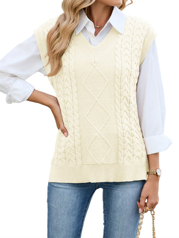 ZAFUL Womens V Neck Sweater Vest Sleeveless Tank Top Pullover