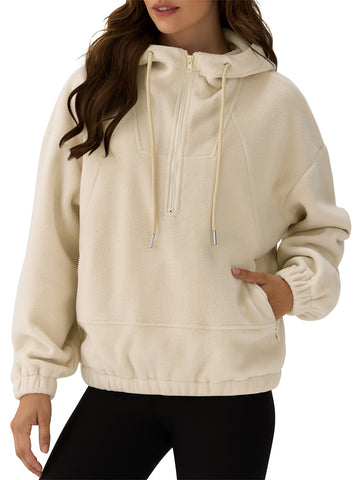 ZAFUL Womens Fleece sherpa 2025 Coats with Pockets Oversized Trendy Fuzzy Hooded pullover for Winter-AMZ