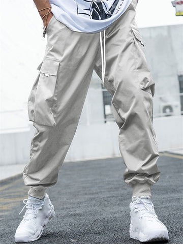 ZAFUL Men's Flap Pocket Drawstring Techwear Cargo Pants Athletic Elastic Joggers Casual Sweatpants