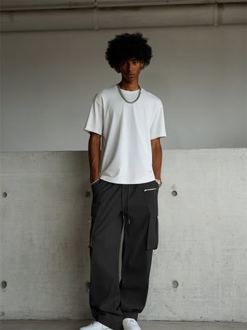 ZAFUL Men's Casual Cargo Pants Drawstring Elastic Waist Pants Loose Fit Joggers with Zip Pockets for Streetwear