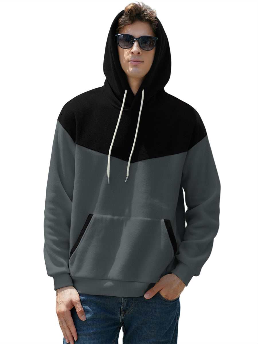 ZAFUL Hooded Sweatshirt Long Sleeve Pullover Splicing Sweatshirts with Front Pocket 2024 Unisex Hoodies
