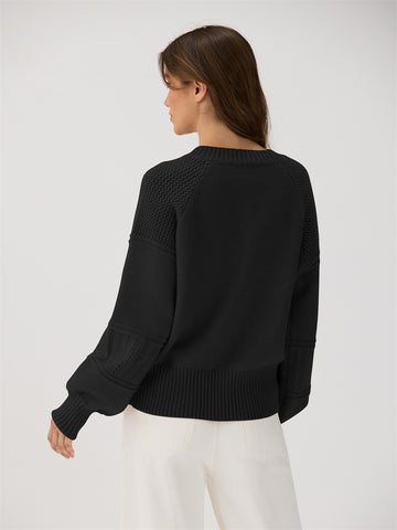 ZAFUL Women's Sweater Fall Trendy Long Sleeve V Neck Loose Casual Tunic Tops