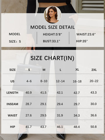 ZAFUL Womens Wide Leg Pants High Elastic Waisted Business Casual Trousers Work Dress Pants