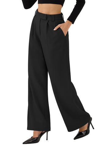 ZAFUL Womens Wide Leg Pants High Elastic Waisted Business Casual Trousers Work Dress Pants
