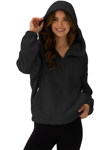 ZAFUL Womens Fleece sherpa 2025 Coats with Pockets Oversized Trendy Fuzzy Hooded pullover for Winter-AMZ