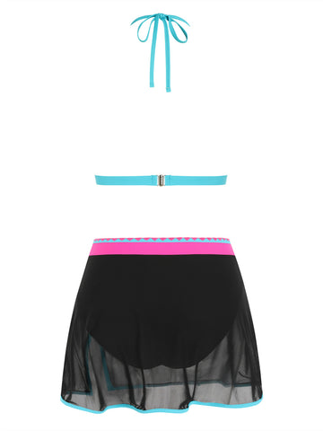 ZAFUL Women's Color Block Skirt Bikini Set