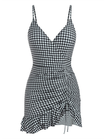 ZAFUL Women's One Piece Swim Dress Tummy Control Bathing Suit Adjustable Straps Swimdress