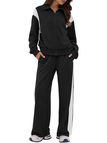 ZAFUL Women's Sweatsuits 2 Piece Outfits Zip Up Pullover Baggy Sweatpants
