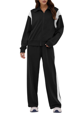 ZAFUL Women's Sweatsuits 2 Piece Outfits Zip Up Pullover Baggy Sweatpants