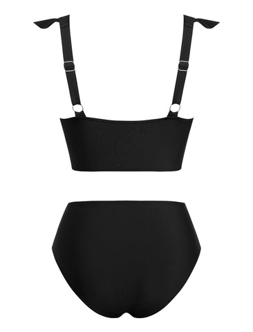 V Neck Tummy Control Two Piece Swimsuit