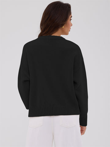 ZAFUL Sweater for Women Long Sleeve Crewneck Fall Loose Fit Pullover