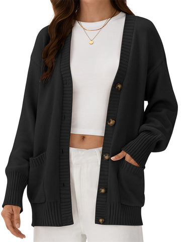 ZAFUL Women's Cardigan Trendy Button down Knit Sweaters Open Front Fall Casual Outerwear-AMZ