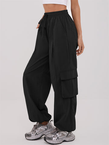 ZAFUL Women's Cargo Pants with Pockets Casual Elastic High Waisted Trousers