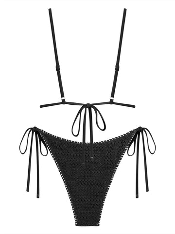 ZAFUL Women's Sexy Triangle Bikini Set 2025 Crochet Tie Side String Cheeky Swimsuit 2 Piece Bathing Suits