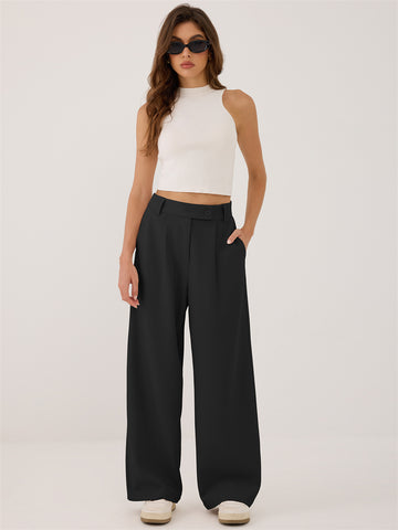 ZAFUL Womens Wide Leg Pants High Elastic Waisted Business Casual Trousers Work Dress Pants