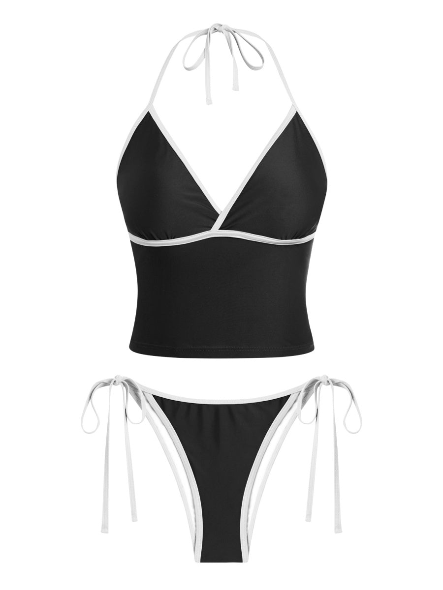 Women's Tankini Swimsuits Floral Halter Tummy Control High Waisted Sexy Bikini Set