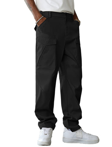 ZAFUL Men's Outdoor Cargo Hiking Pants Tactical Pants Elastic Waist Twill Pants with 6 Pockets