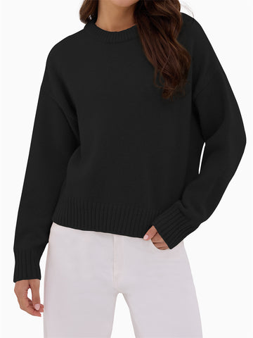ZAFUL Sweater for Women Long Sleeve Crewneck Fall Loose Fit Pullover