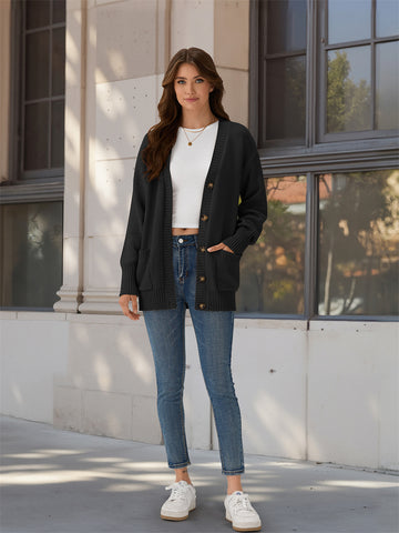 ZAFUL Women's Cardigan Trendy Button down Knit Sweaters Open Front Fall Casual Outerwear-AMZ