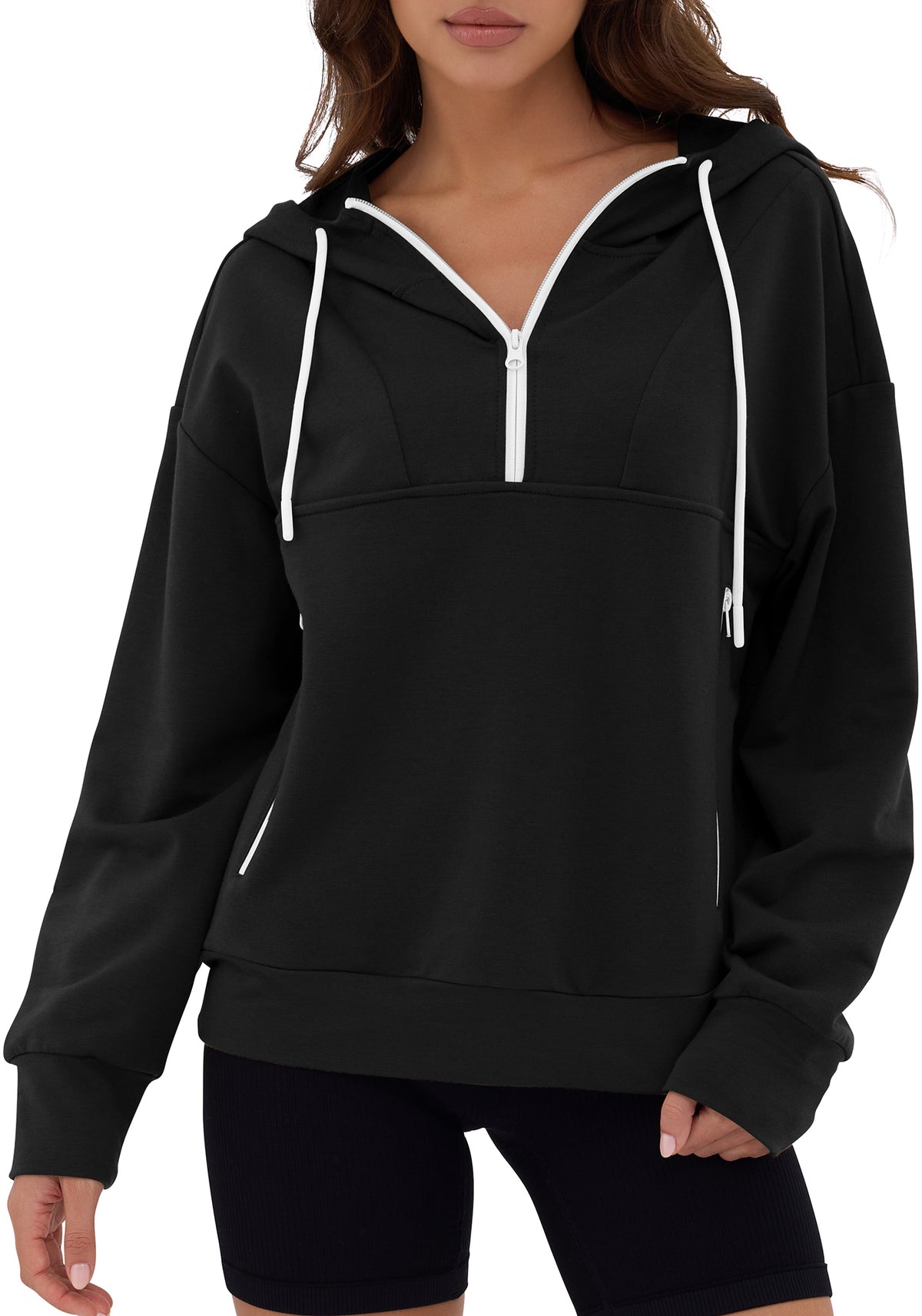 ZAFUL Women's Half Zipper Hooded Sweatshirt