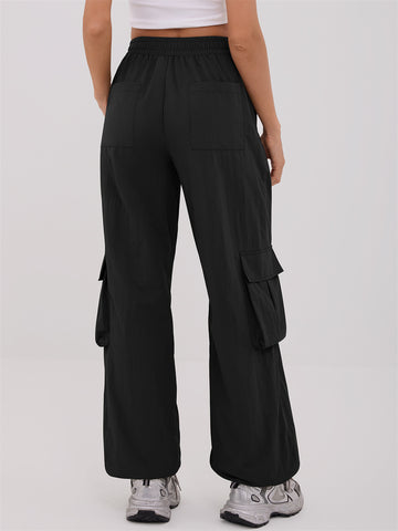 ZAFUL Women's Cargo Pants with Pockets Casual Elastic High Waisted Trousers