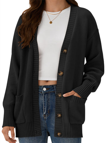 ZAFUL Women's Cardigan Trendy Button down Knit Sweaters Open Front Fall Casual Outerwear-AMZ